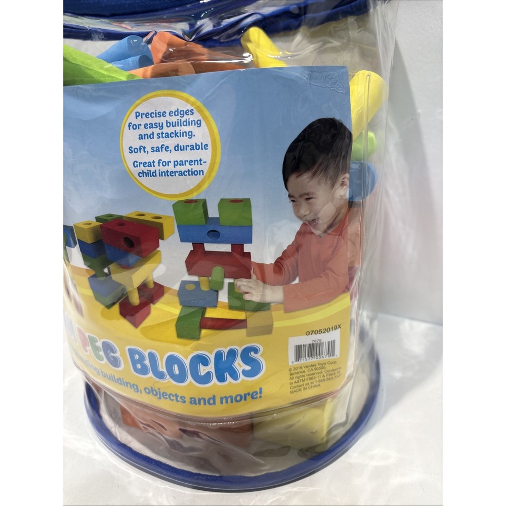 Verdes Foam Peg Blocks Interlocking Foam Building Set Zipper Carry Bag 59 Pieces - Picture 5 of 12
